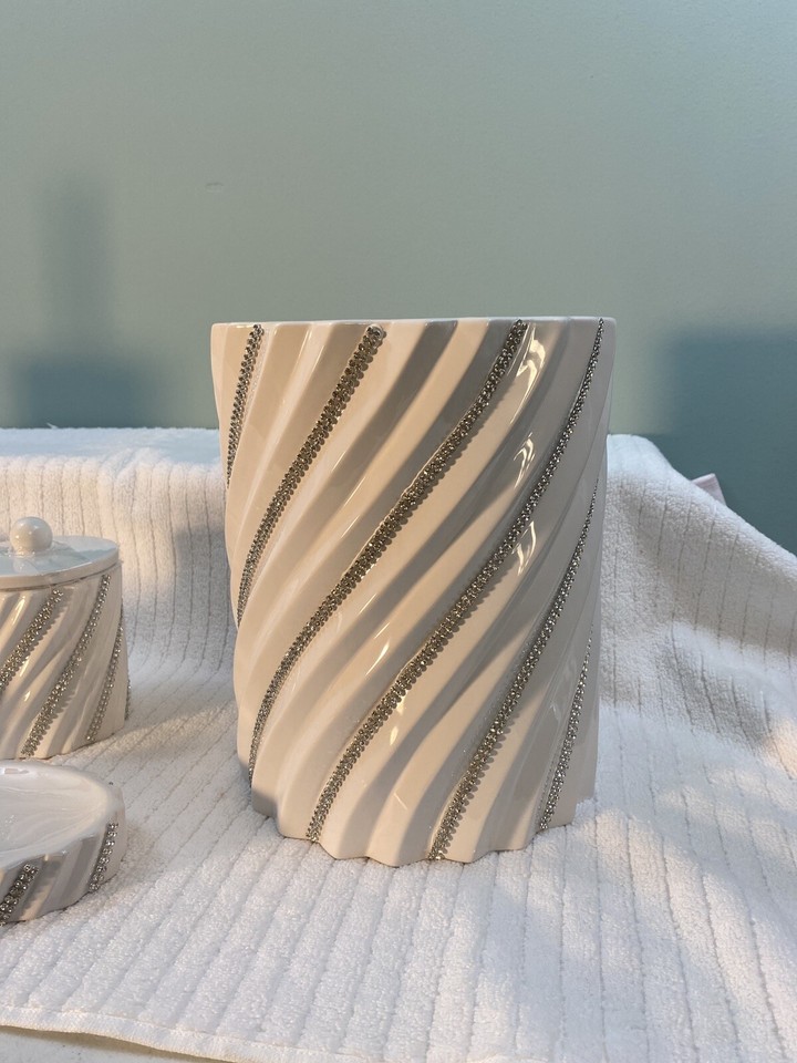 Bella Lux Rhinestone Swirl Bathroom Vanity Accessories Organizer YOU