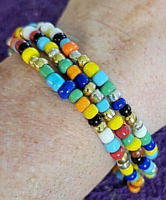 Bracelet or Necklace - A Little Bit of Everything Glass Bead Beaded - Unique 22''