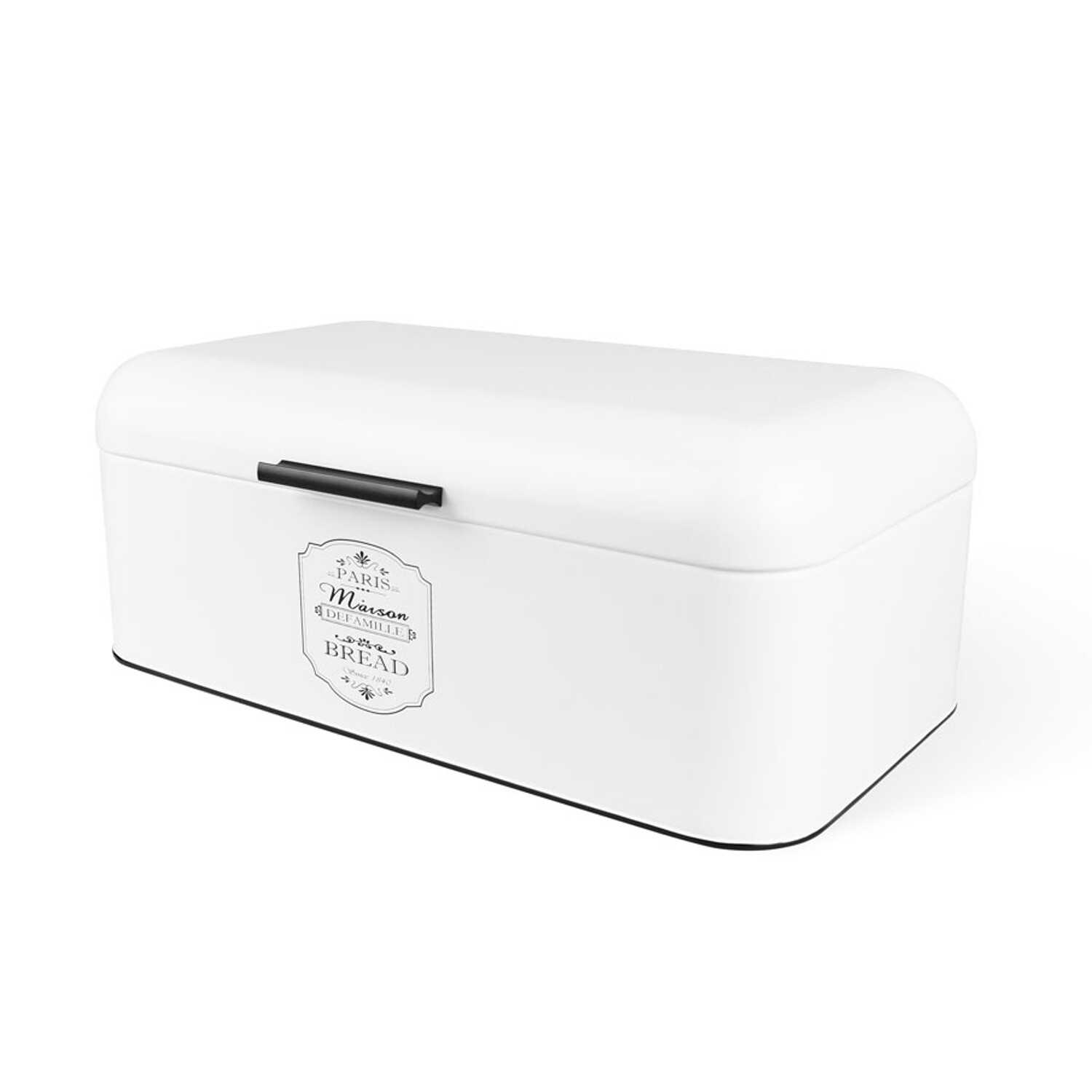 Boîte à pain XL Maestro MR1771 design Paris en métal blanc et noir 42cm