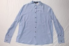 NWT Salvatore Ferragamo Silk Button Up Blouse Dress Shirt Celeste Blue Size 42