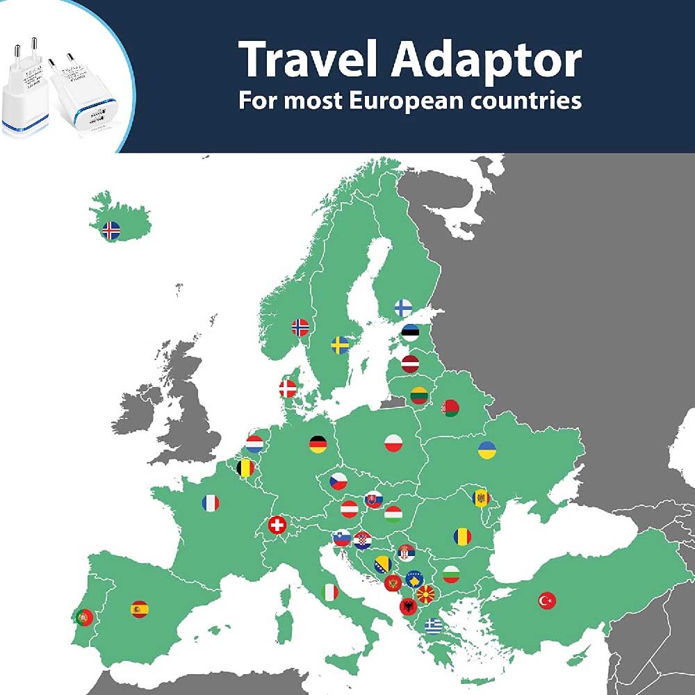 2x Caricabatterie da Viaggio UE con 2 Porte USB - Universale per Smartphone e Tablet foto 3