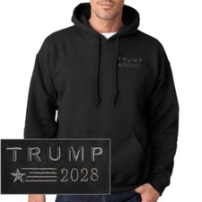 TRUMP 2028 Hoodie Black Hoodie Embroidered In Gunmetal Gray