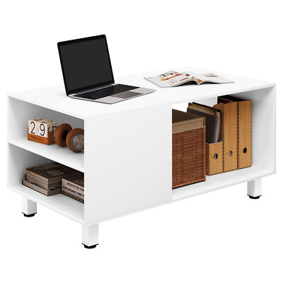 Couchtisch Wohnzimmertisch Sofatisch Kaffeetisch mit  2 Seitenfächern BTS23ws