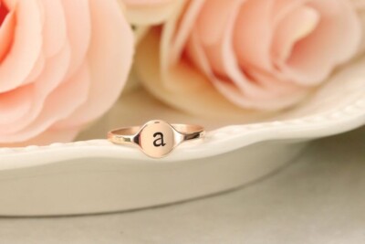Fantastic Customized Initial Letter Engraved Signet Ring In Pure 10K Rose  Gold