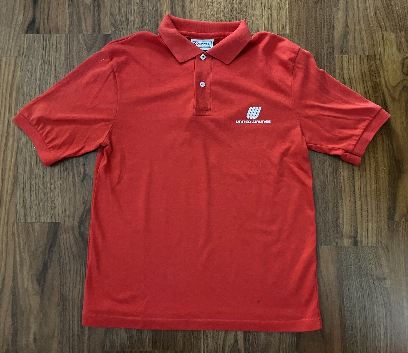 Vintage United Airlines shirt Polo Size Medium Hanes … Gem