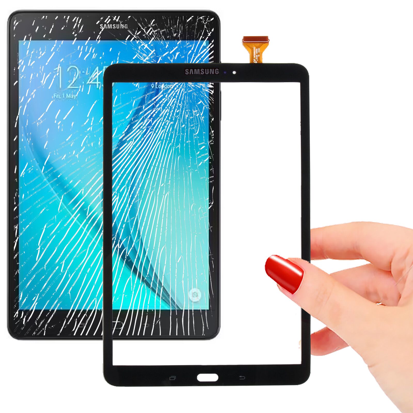 Vitre Tactile Noire de Rechange pour Réparer la Tablette Samsung Tab A 10.1 SM-P585Y