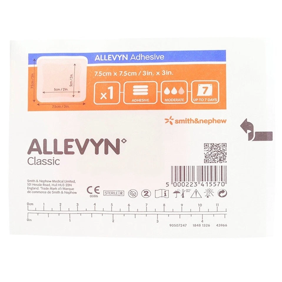Smith & Nephew Allevyn Classic Adhesive 3" x 3" Dressing Pads - Case of 40 Pads - Image 3 of 3