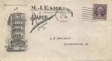 Reading PA Advertising Cover M. J. Earl Paper Paper Products 1933