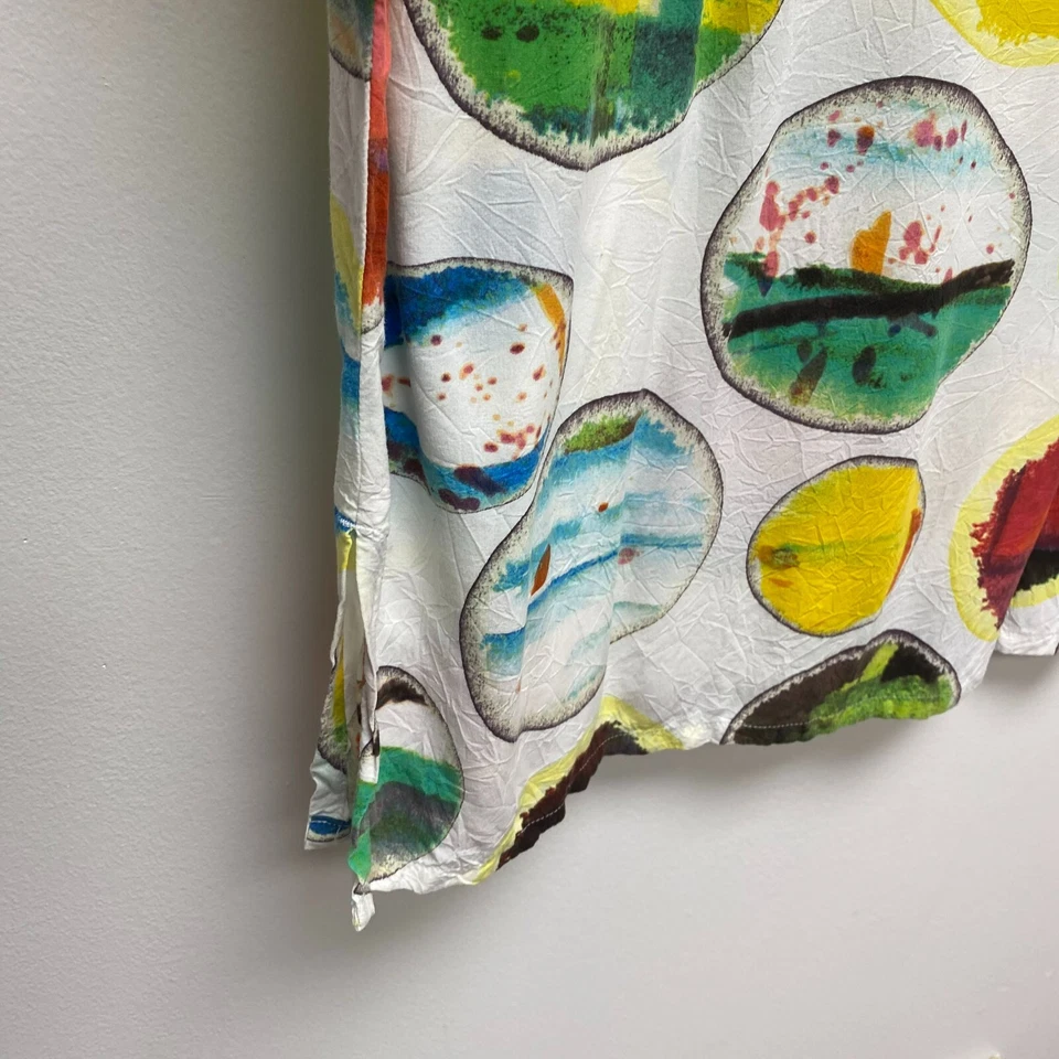 Blusa Pulôver Jams World Feminina Branco Verde Aquarela Manga Longa Decote V G - Imagem 4 de 4