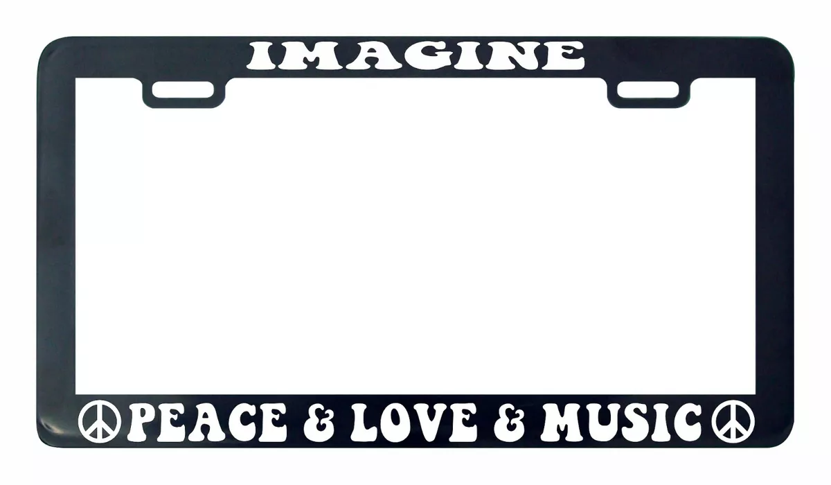 Imagine peace love Hippie 1970s 1960s Lennon license plate frame
