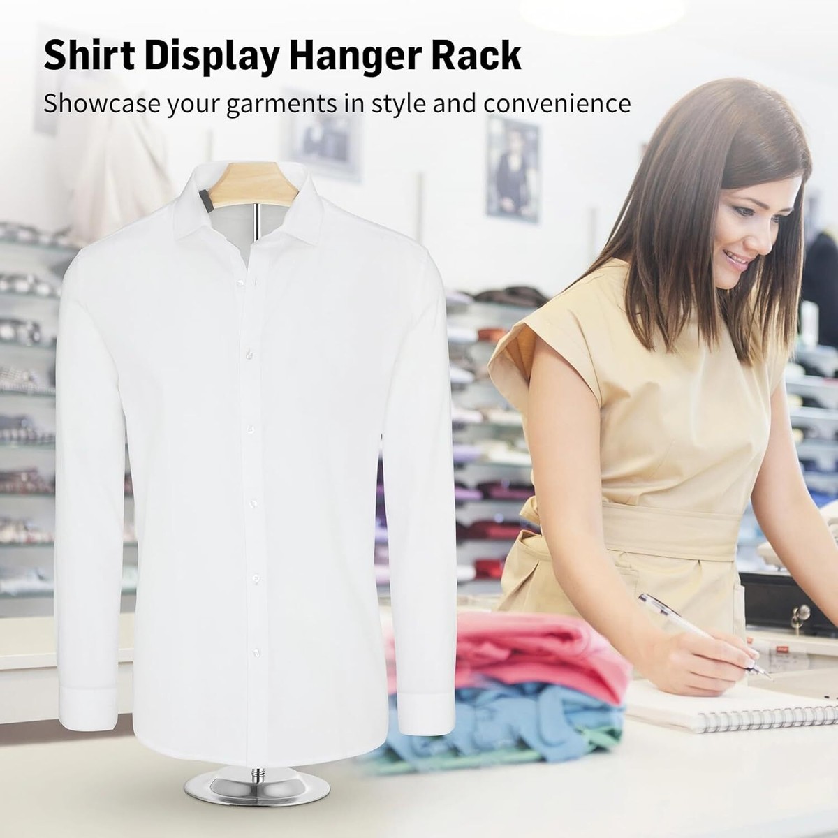 dress shirt display Black Rackform Apparel Display with 6 Shelves & 2 Hangbars, 59W 62H