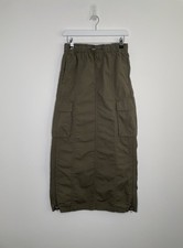 NWOT M&S Pure Cotton Maxi Parachute Utiity Skirt Hunter Green Elastic Waist 8L