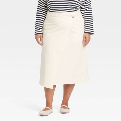 Universal Thread Women s Mid Wrap Skirt - Cream Size 2 NWT