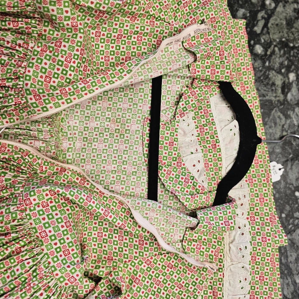 Vestido Pradera Vintage Hecho a Mano Niñas 4t Chintz Floral Foto 3 de 4