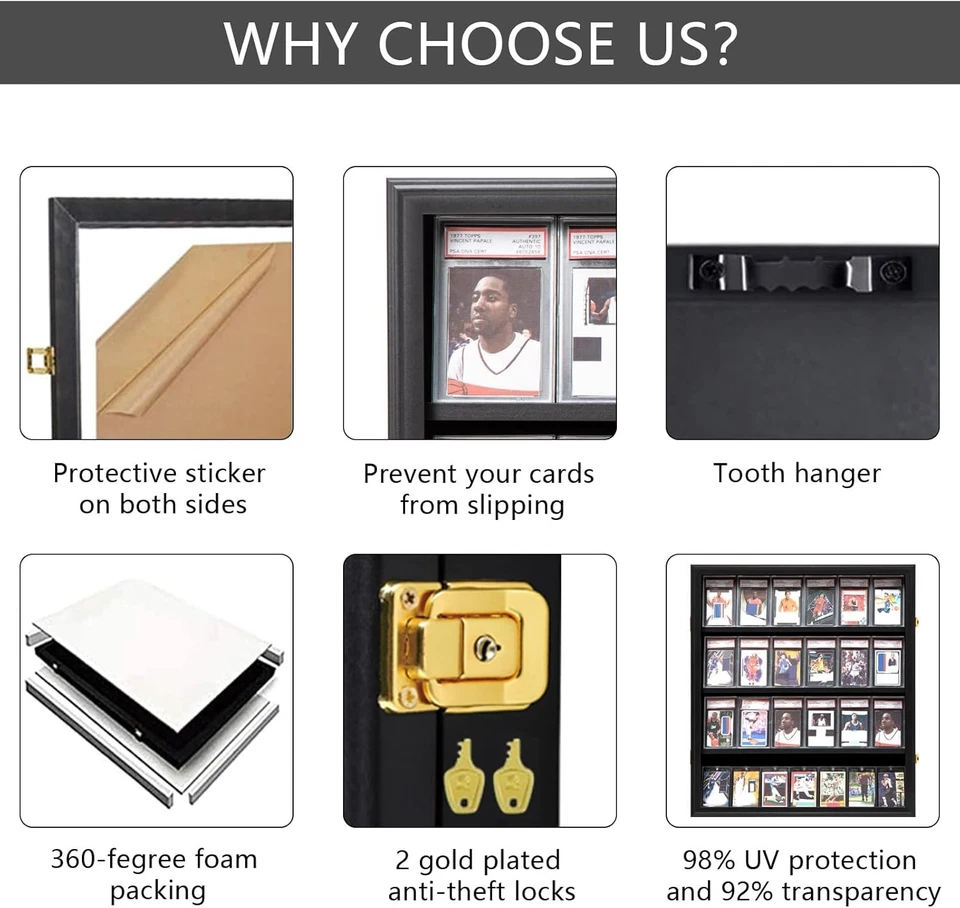 Graded Trading Card Display Case 24 Sport Baseball Football PSA Slabs Cabinet - Image 3 of 4