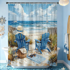 Summer Beach Coastal Shower Curtain Blue Sea Ocean Landscape Scenery Hawaii Wave