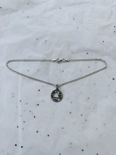 Sterling Silver Anklet Celestial Moon Star Charm 925 10"
