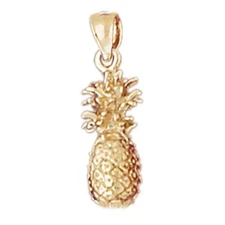 New 14k Gold 3D Pineapple Pendant
