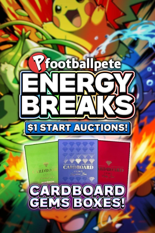 💎$1 START POKEMON CARDBOARD GEMS ENERGY BREAK!💎 W/PFOOTBALL