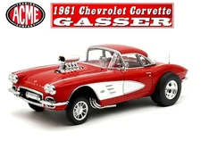 New Acme 1:18 Scale 1961 Chevrolet Corvette Gasser (Red/White) A180093