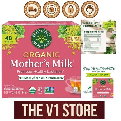 Organic Mother's Milk Tea - 48 Bags of Lactation Support with Fennel & Fenugreek