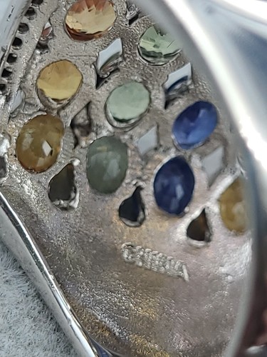 Carol Brodie Rarities 925 With Platinum Overlay Multi Gemstone Ring Size 8 - Picture 4 of 9