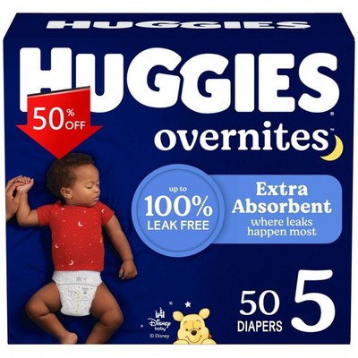 Huggies Overnites Nighttime Baby Diapers - Size 5 - 50ct