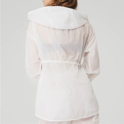 Alo Yoga Cloud Nine Sheer Zip-Up Long Sleeve Jacket White Medium