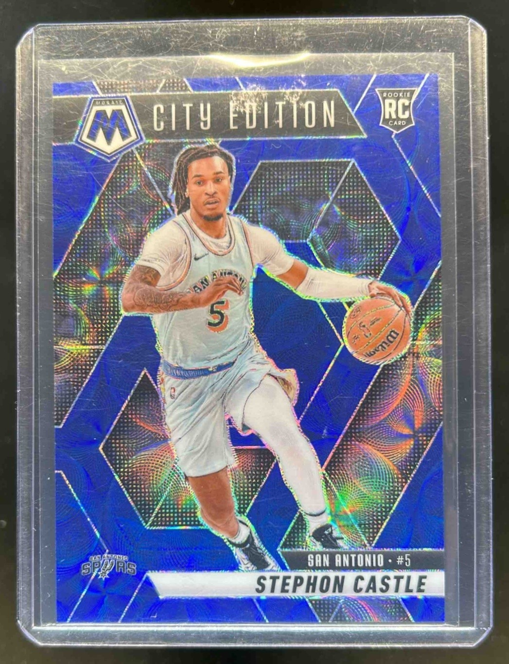 2024-25 Mosaic Stephon Castle RC International Blue City Edition #30/35 Spurs