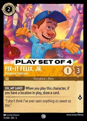Fix-It Felix, Jr Delighted Sightseer 17 Play set of 4 Lorcana Shimmering Skies