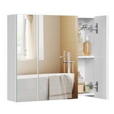 VASAGLE BBK22WT Bathroom Wall Cabinet with Mirror, 3 Door 60W cm, White 