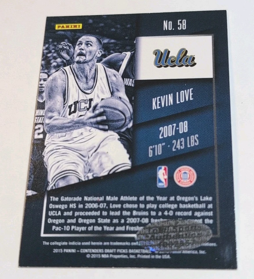 Boleto de temporada Kevin Love 2015 Panini Contenders tinta roja firmado automáticamente Jazz Foto 2 de 2