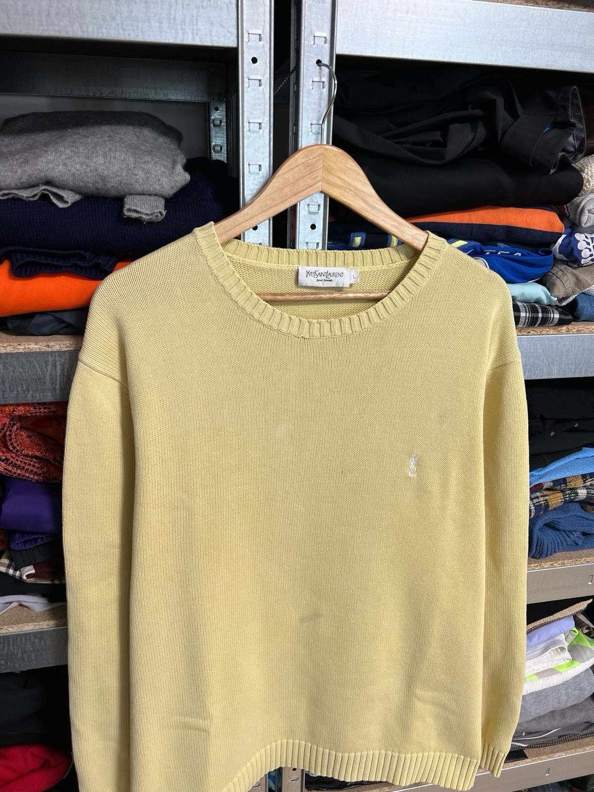 Yves Saint Laurent Maglione Pullover Maglione Cotone Maglia Girocollo Uomo Tg L YSL