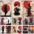 Tin Metal Signs Samurai Vintage Metal Plate Living Room Decoration Painting Wall
