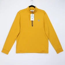 Original Penguin Sweater Quarter 1/4 Zip Golf Pullover Chai Tea Yellow Size NWT