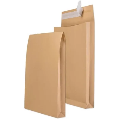 Umschläge Faltentaschen B4 100 Stück ohne Fenster mit 4 cm Boden Braun 140 g/qm - Bild 1 von 3