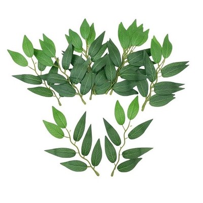 100Pcs Bulk Italian Ruscus Green Leaves,Artificial Silk Green Leaves for Bouq...