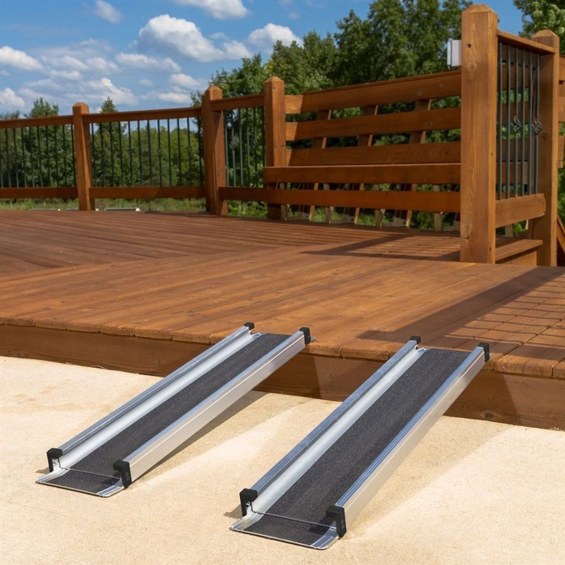 3' - 5' L Silver Spring Aluminum Telescoping Wheelchair Track Ramps