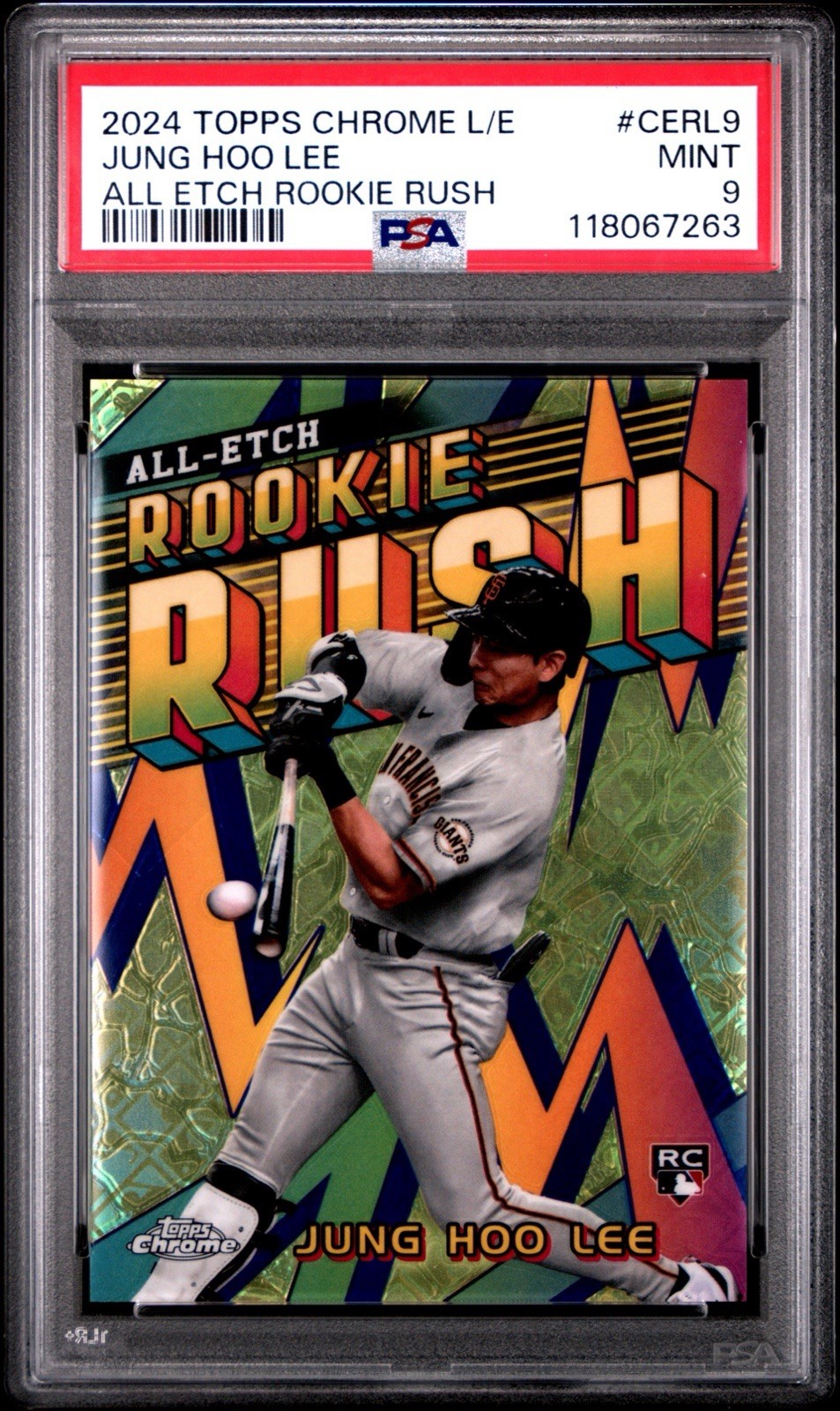 2024 Topps Chrome Jung Hoo Lee All-Etch Rookie Rush Logofractor #CERR-17 PSA 9