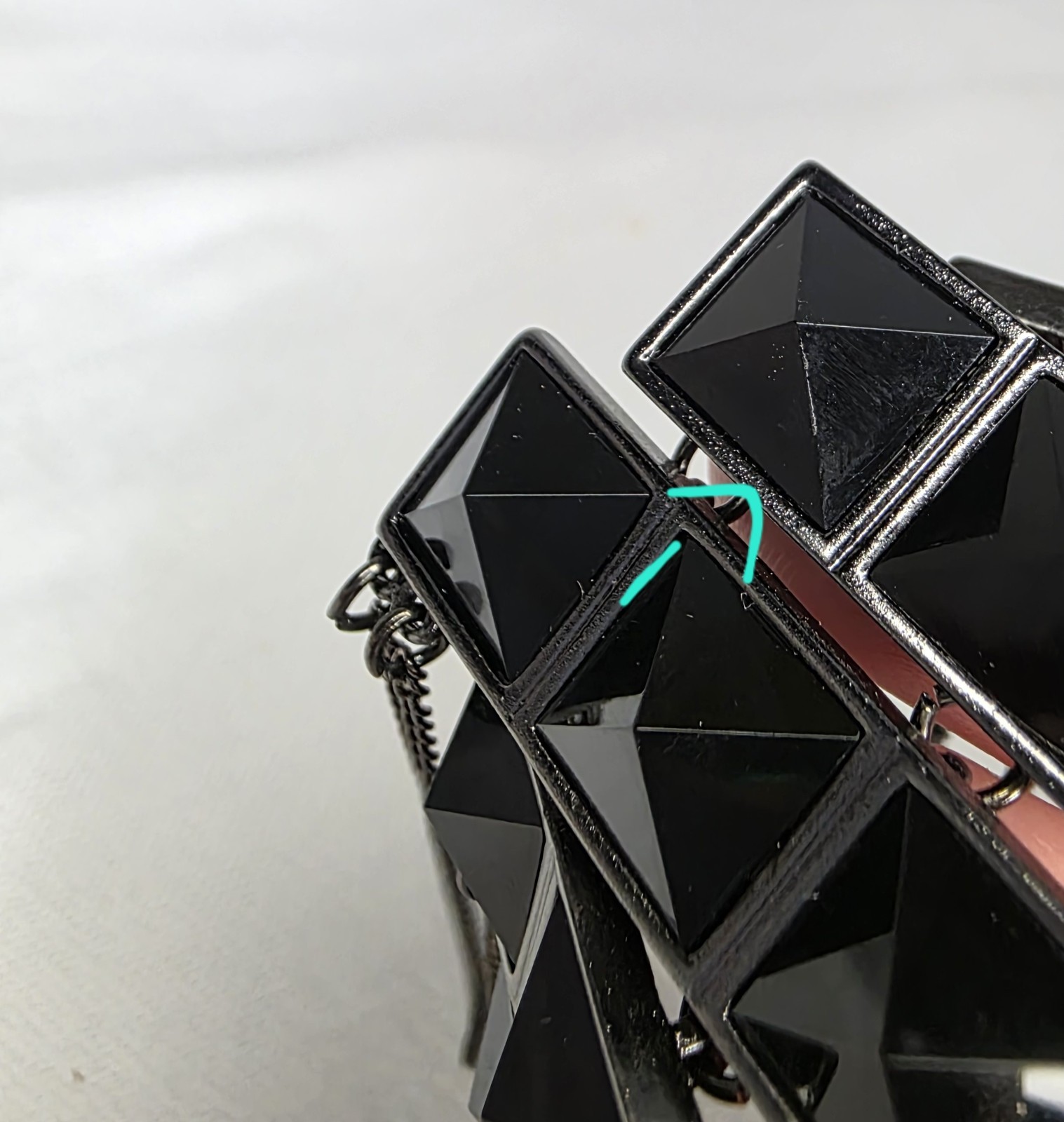 Park Lane Black Pyramid Fringe Chain Necklace Geometric Tiles Design New (Read⬇️