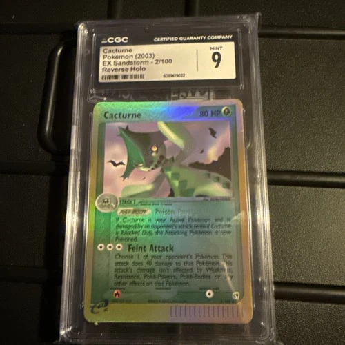 CGC 9 MINT Cacturne 2003 EX Sandstorm 2/100 Reverse Holo Pokemon Card