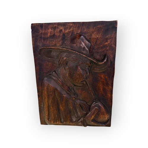 Carved Wood Relief Gaucho Man Drinking Mate South American Folk Wall Art 9.5”