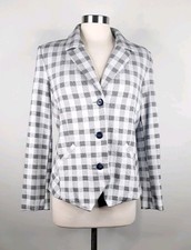 New CAbi Style 5292 Valentina Plaid Check Ponte Knit Blazer Woman Size 10