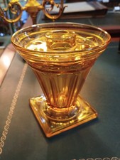 Vase Pique Fleurs VERRE Ambré 1920 Jaune Transparent Verrerie 5MAG 26/12