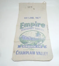 Vintage Empire Birdsfoot Trefoil Cloth Seed Bag Champlain Valley Farmhouse L10