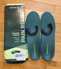 Superfeet Pain Relief Everday Insoles Size E M 9.5-11 W 10.5-12 CRACKED HEEL