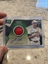 2025 Topps Holiday Autograph Relic Christian Yelich Auto #4/10 Santa Hat Brewers