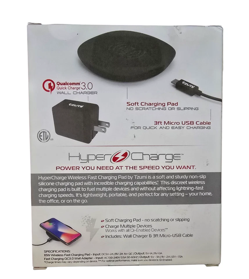 Hyper Charger Pad 10W Inalámbrico Incluye Cargador de Pared 3 Pies Cable micro USB Foto 2 de 4