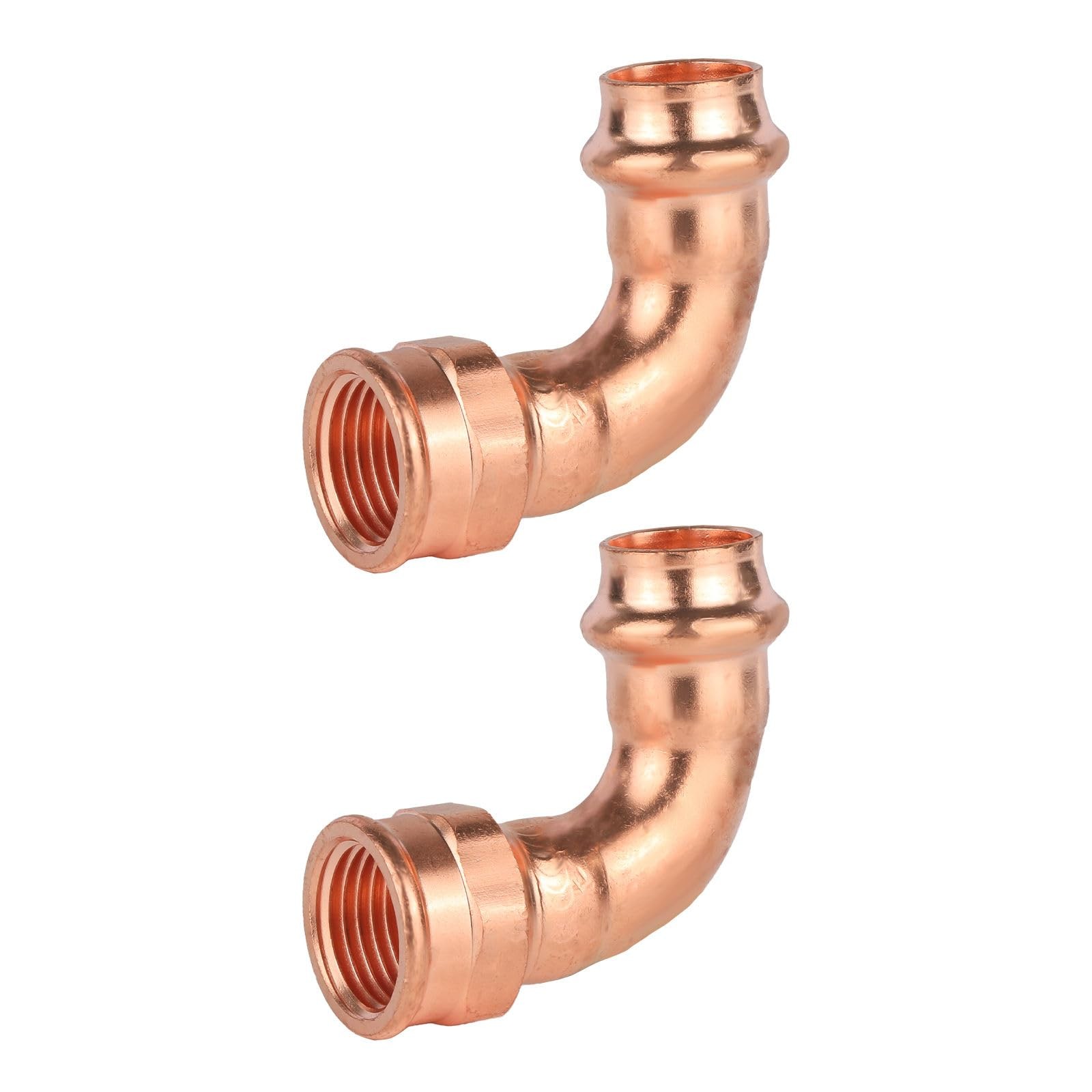 2 PCS Copper Press Fittings 3/4 Inch Press x 3/4 Inch FNPT 90 Degree Elbow