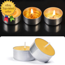 48 Pack Tealight Candles Bulk Pure Natural Bees Wax in Aluminum Shell 4 Hour Ext